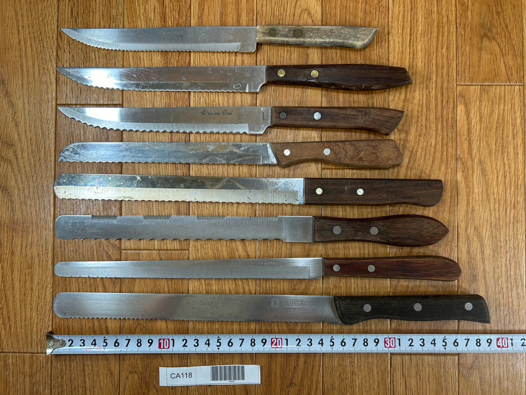 Damaged Lot of Japanese Chef's Kitchen Knives hocho Bread set from Japan CA118