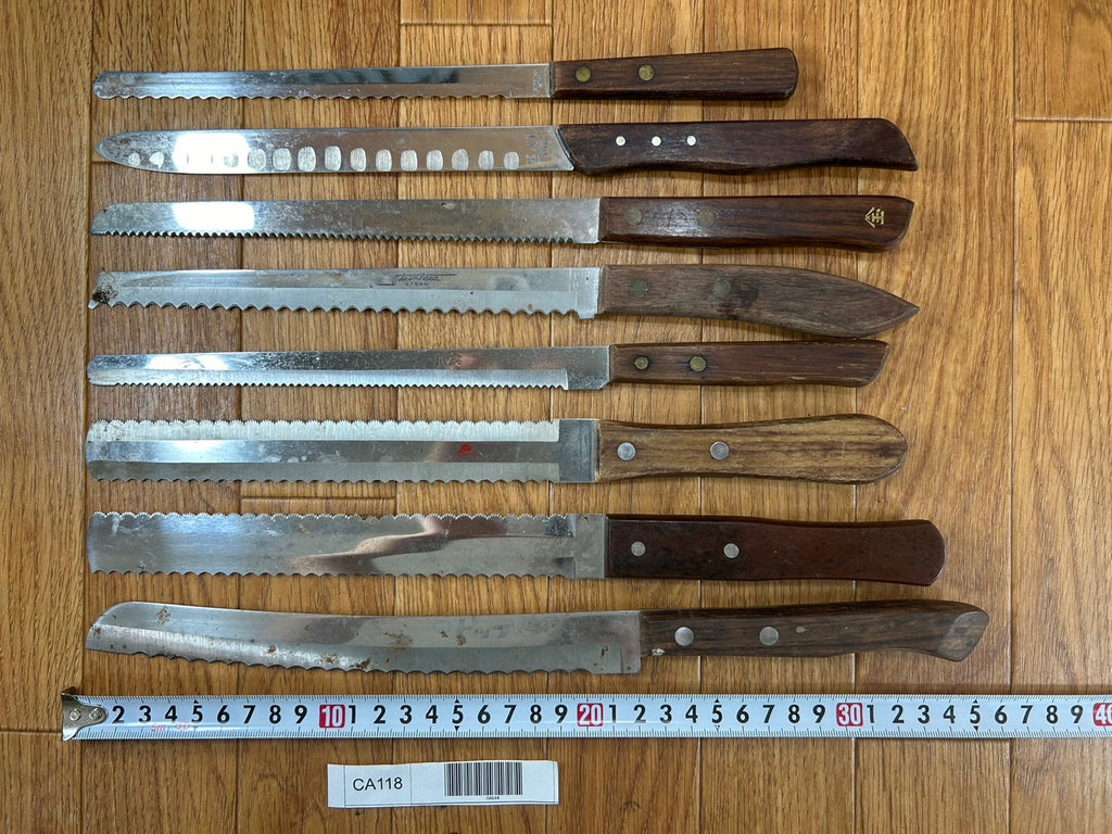 Damaged Lot of Japanese Chef's Kitchen Knives hocho Bread set from Japan CA118