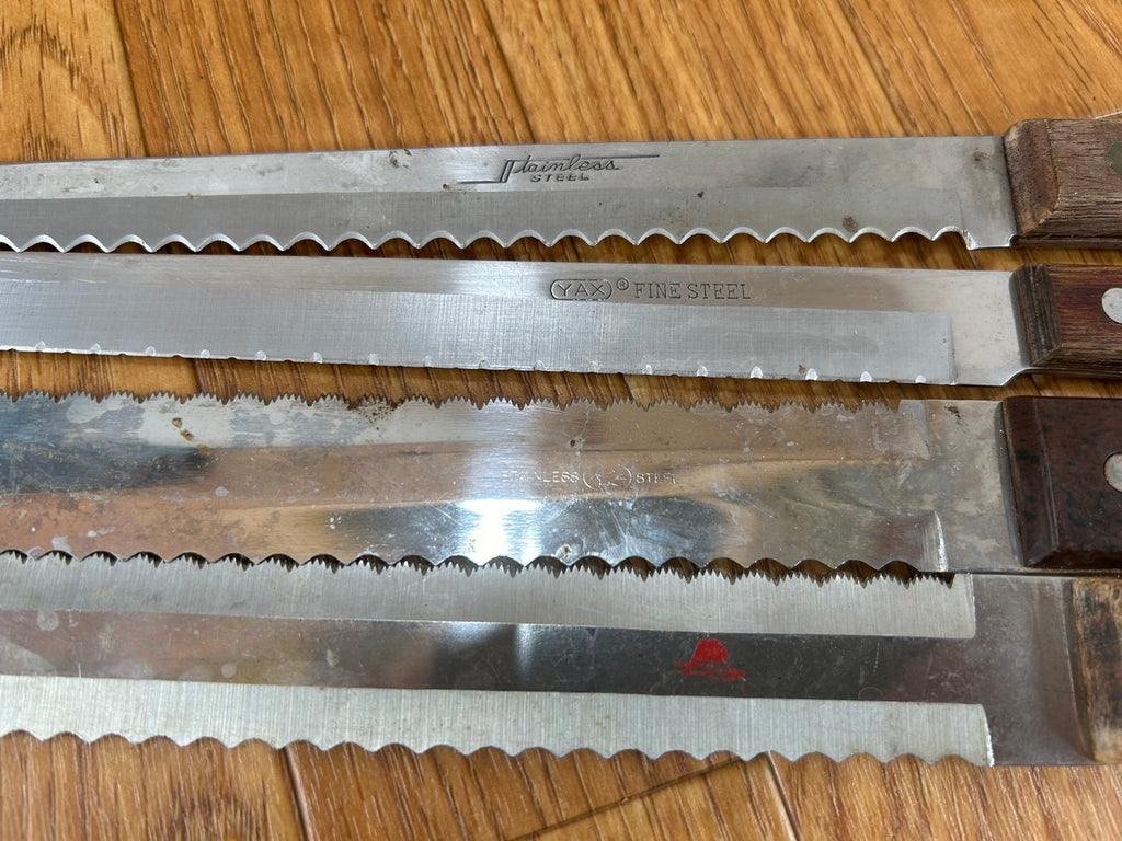 Damaged Lot of Japanese Chef's Kitchen Knives hocho Bread set from Japan CA118