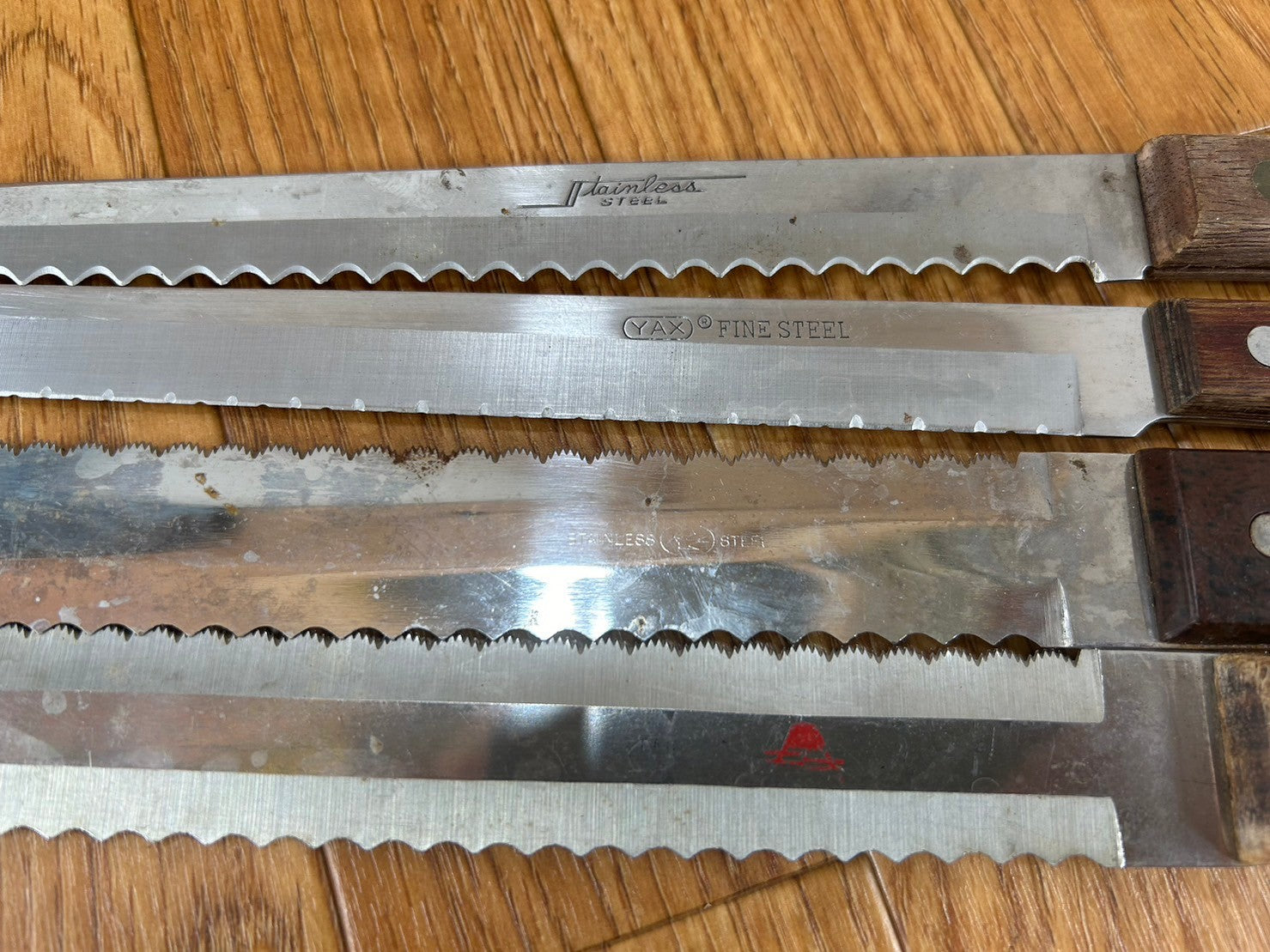 Damaged Lot of Japanese Chef's Kitchen Knives hocho Bread set from Japan CA118