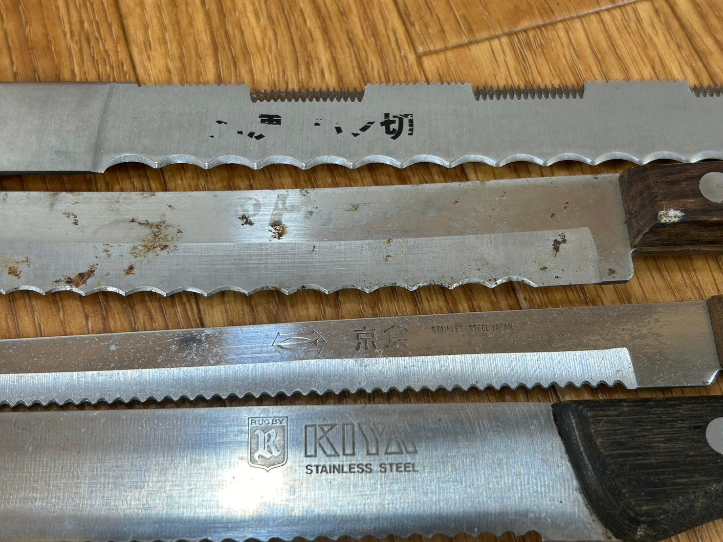 Damaged Lot of Japanese Chef's Kitchen Knives hocho Bread set from Japan CA118
