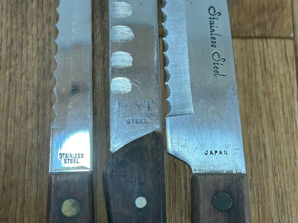 Damaged Lot of Japanese Chef's Kitchen Knives hocho Bread set from Japan CA118
