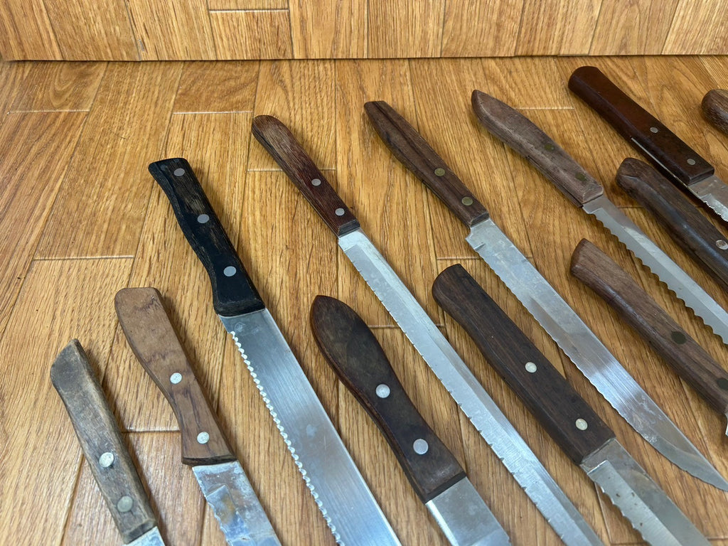 Damaged Lot of Japanese Chef's Kitchen Knives hocho Bread set from Japan CA118