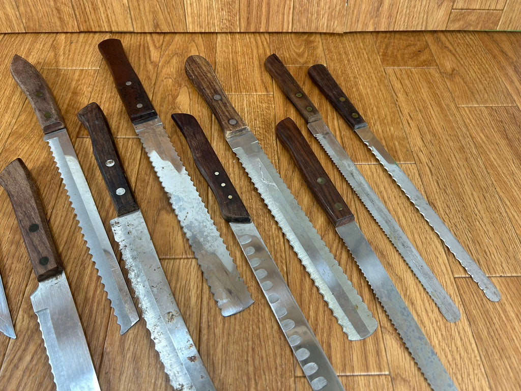 Damaged Lot of Japanese Chef's Kitchen Knives hocho Bread set from Japan CA118