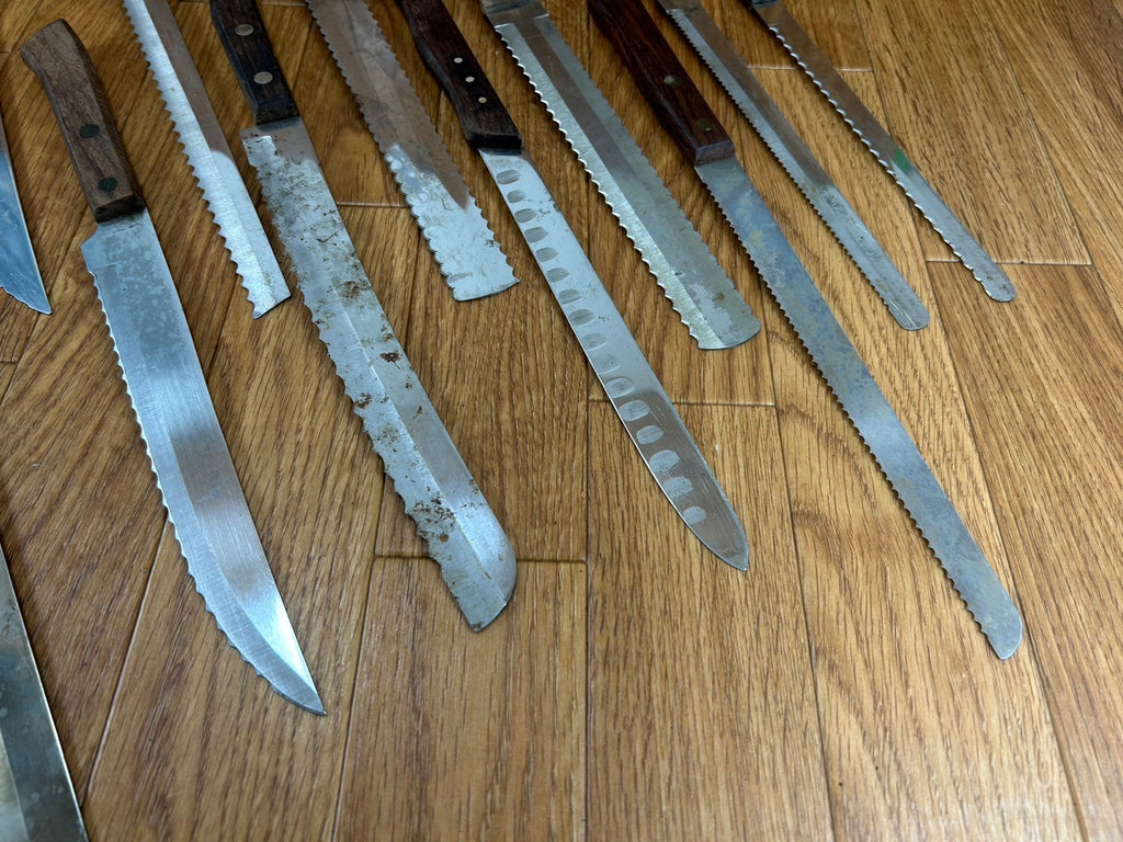 Damaged Lot of Japanese Chef's Kitchen Knives hocho Bread set from Japan CA118