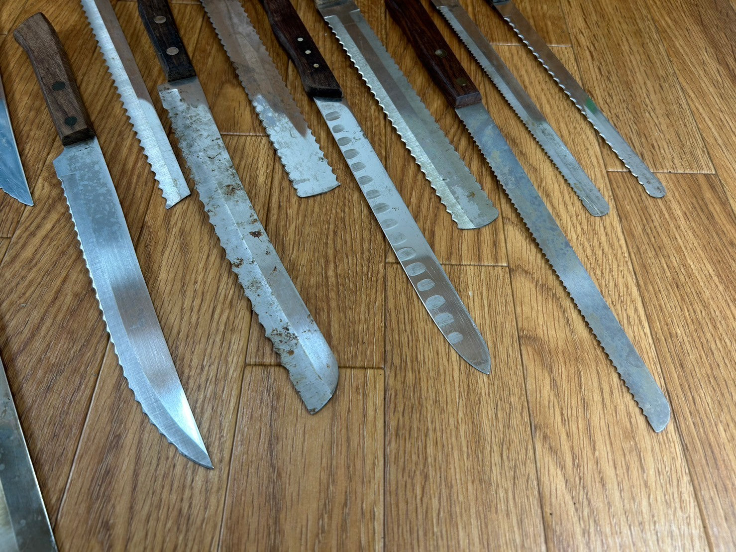Damaged Lot of Japanese Chef's Kitchen Knives hocho Bread set from Japan CA118