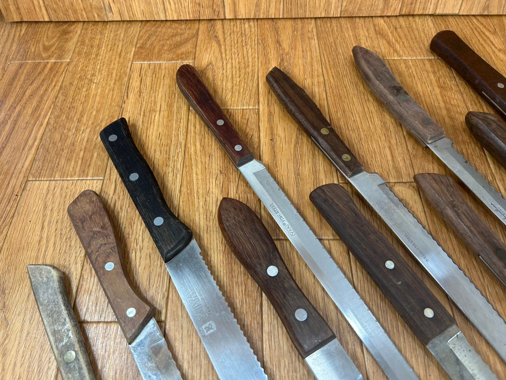 Damaged Lot of Japanese Chef's Kitchen Knives hocho Bread set from Japan CA118