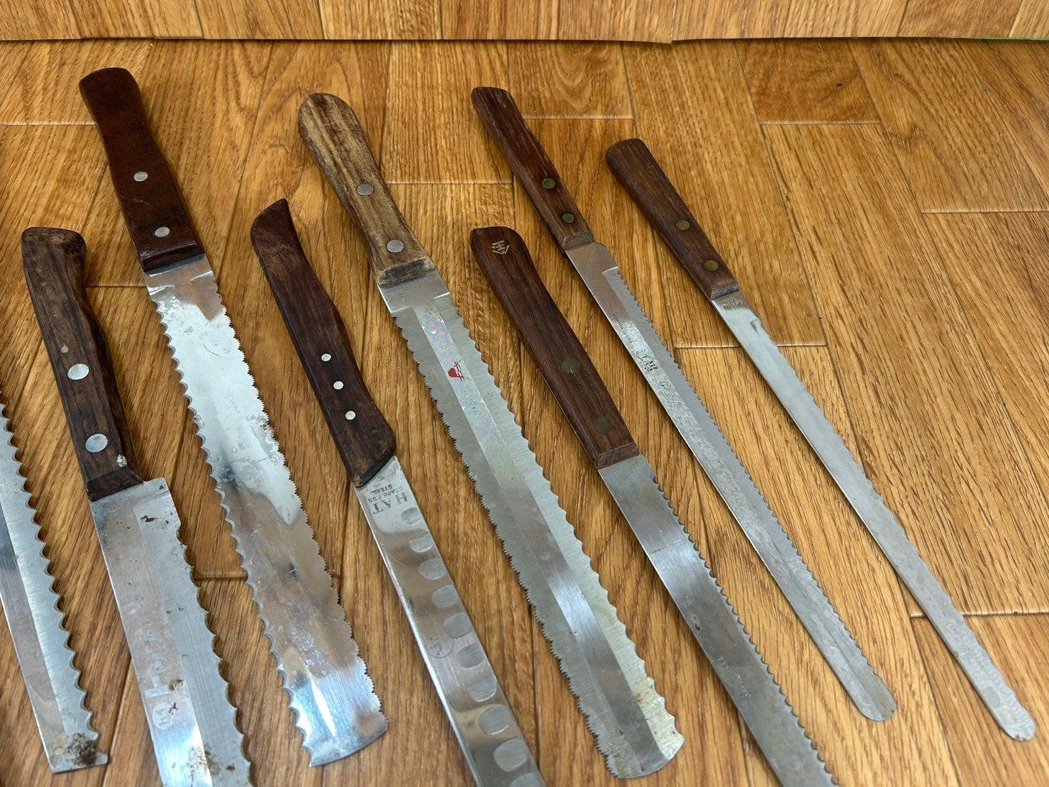 Damaged Lot of Japanese Chef's Kitchen Knives hocho Bread set from Japan CA118