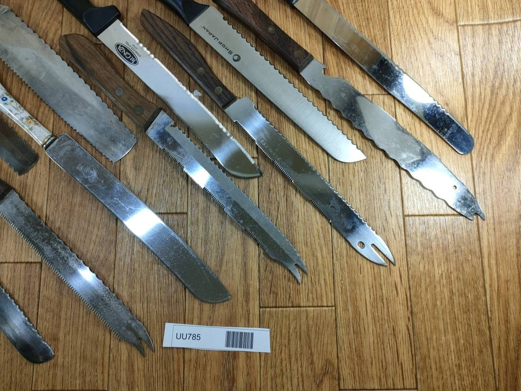Damaged Lot of Japanese Chef's Kitchen Knives hocho Bread set from Japan UU785