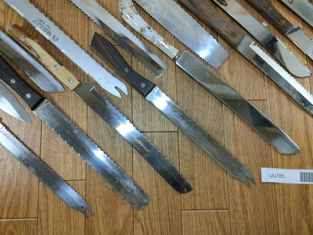 Damaged Lot of Japanese Chef's Kitchen Knives hocho Bread set from Japan UU785