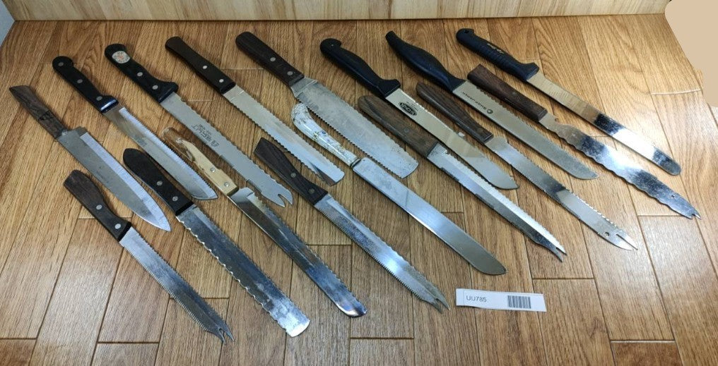 Damaged Lot of Japanese Chef's Kitchen Knives hocho Bread set from Japan UU785