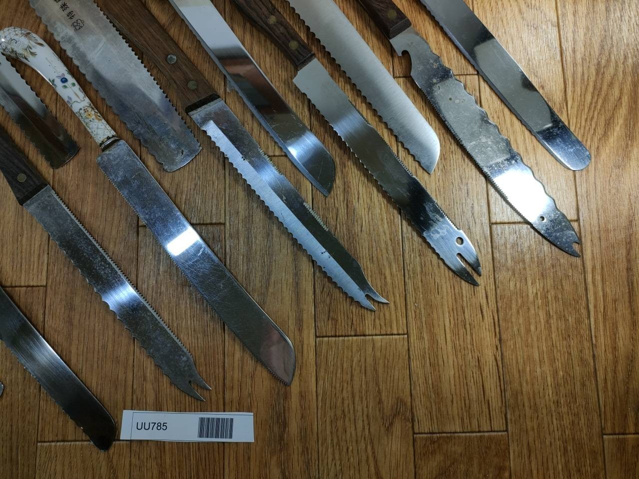 Damaged Lot of Japanese Chef's Kitchen Knives hocho Bread set from Japan UU785