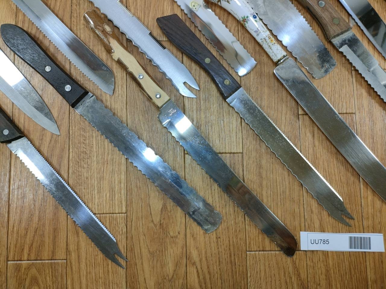 Damaged Lot of Japanese Chef's Kitchen Knives hocho Bread set from Japan UU785
