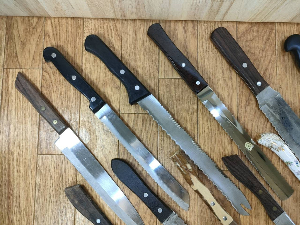 Damaged Lot of Japanese Chef's Kitchen Knives hocho Bread set from Japan UU785